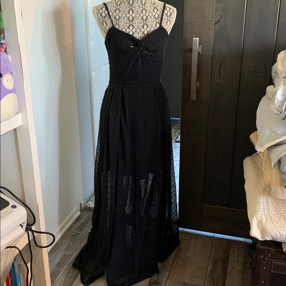 Black Lace Bodice Maxi Dress
